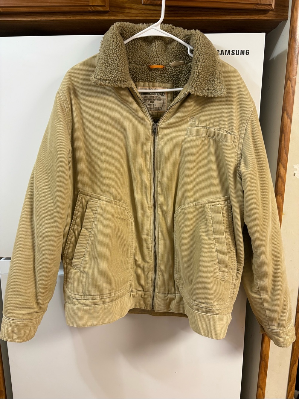 Timberland Tan Corduroy Sherpa Collar Bomber Jacket